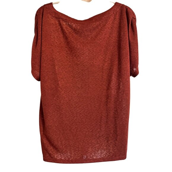 Bobeau Boat Neck Size Large Rushed Puff Short Sleeve Knit Stretch Top NWT - Picture 2 of 8